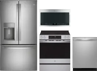 4 Piece Package Includes Refrigerator, Range, Microwave And Dishwasher